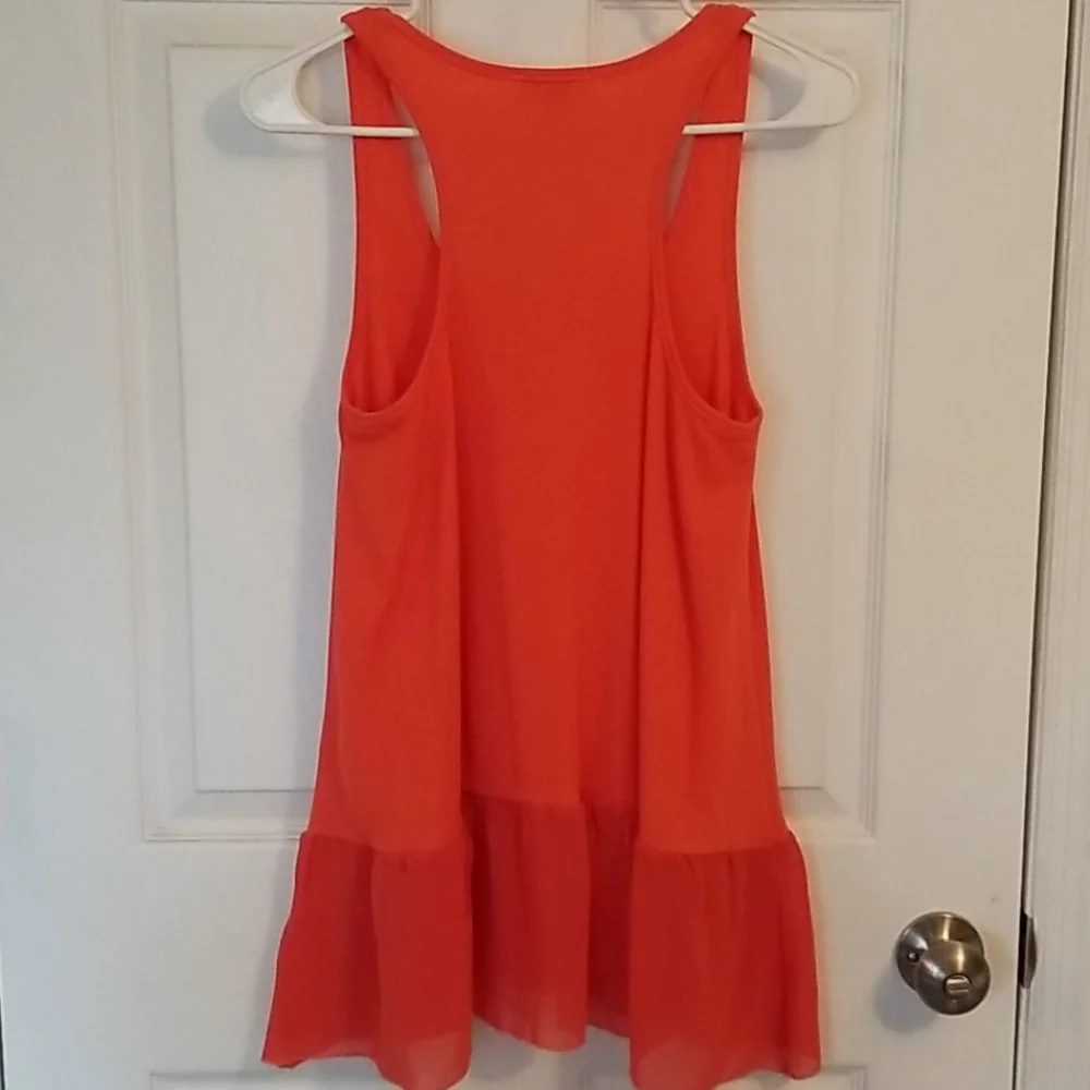 Umgee Orange Racerback Ruffled Hem Tank Tunic - Picture 4 of 7
